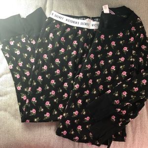 Victoria Secret Long John Floral Pajama Set